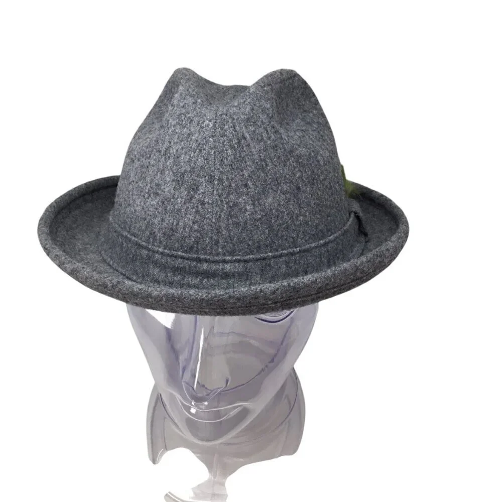 Pendleton Fedora 100% Virgin Wool NWOT Size 7 3/8 Gray Hat USA Pristine Feathers